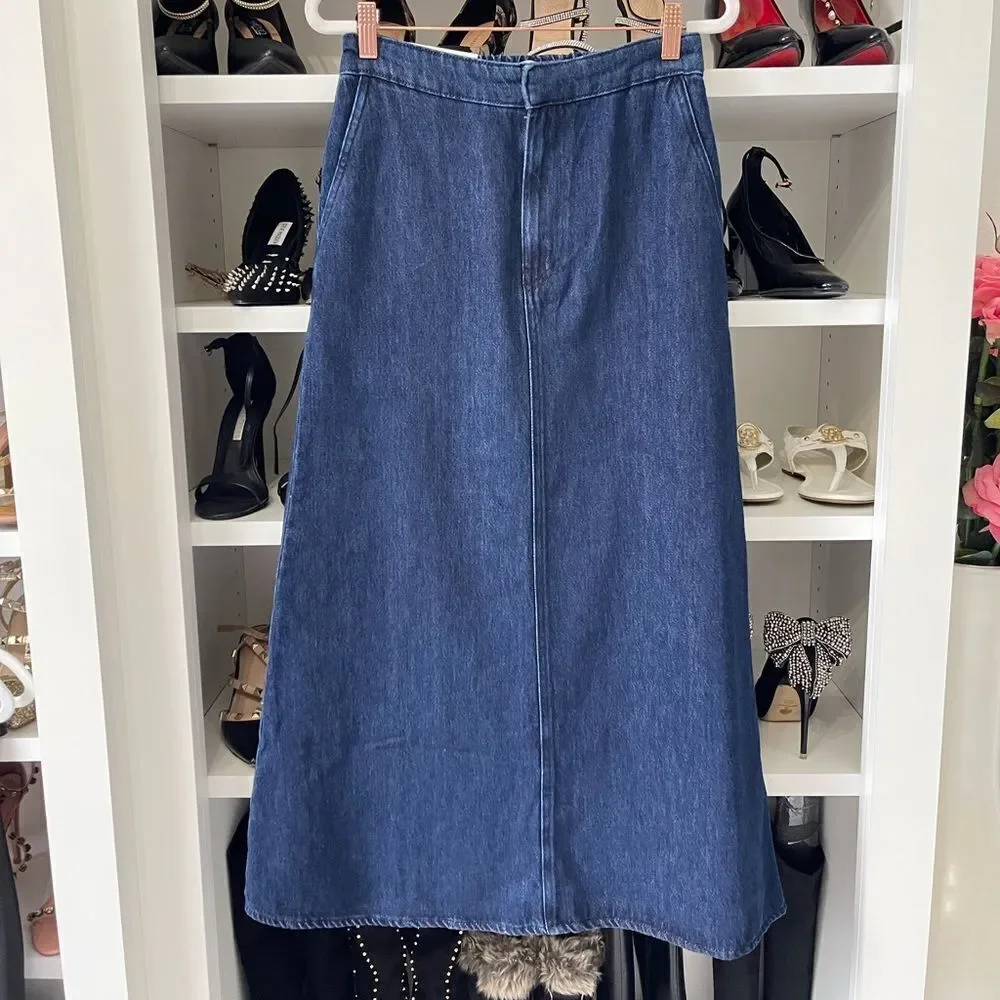 NWT ZARA Classic Blue Denim Skirt Size XS